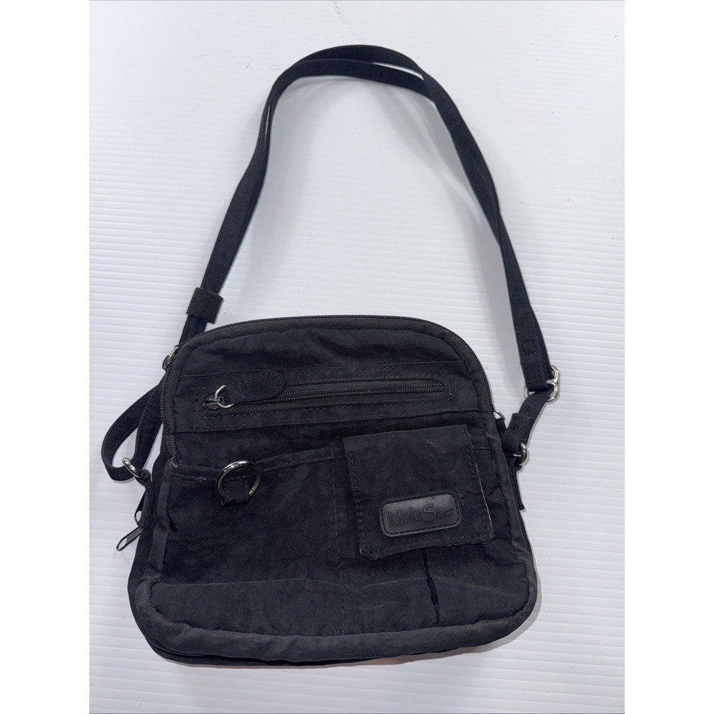 MultiSac Black Crossbody Bag Nylon Pockets 8 x 8‎ x 2